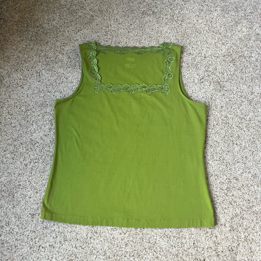 VINTAGE TALBOTS Size XL Women’s Green Lacey Tank Top
